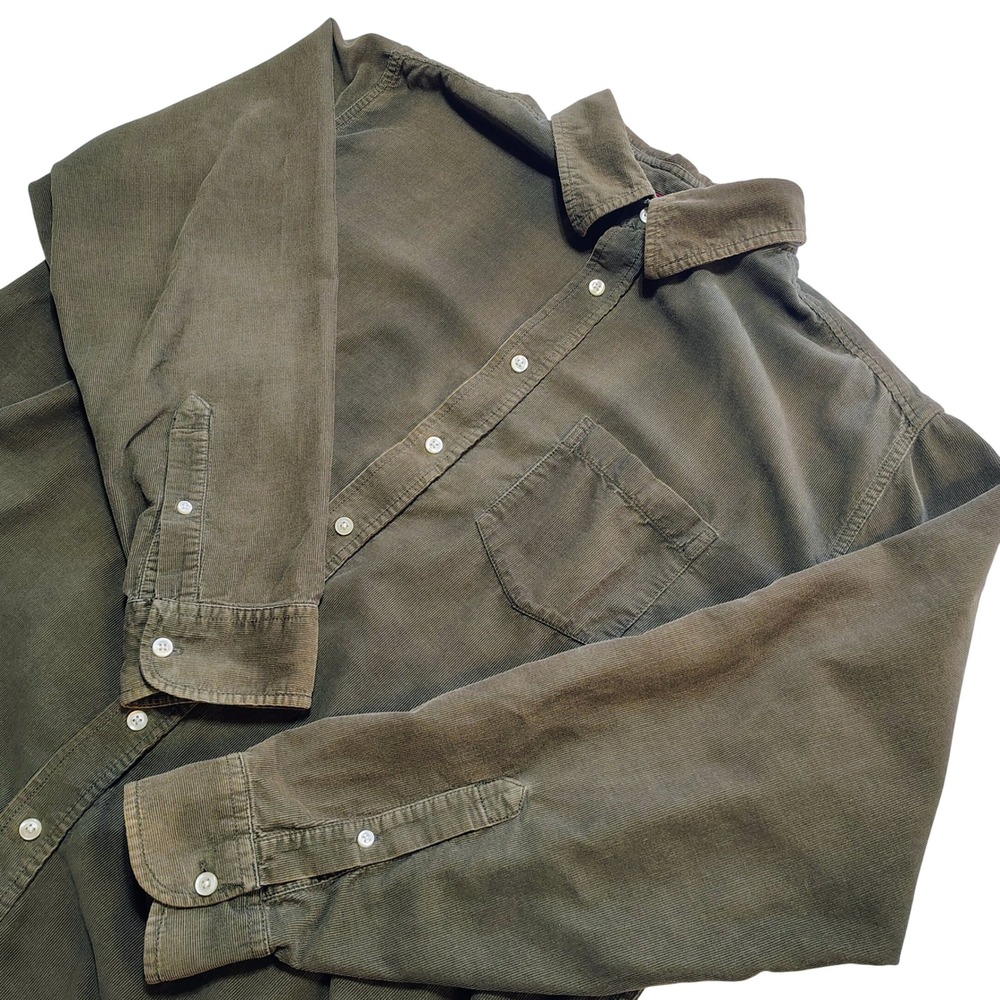 Old Navy Mens Corduroy Button Down Shirt Long Sleeve Olive Green Size Large